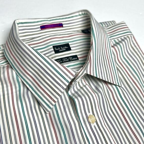 Paul Smith London Cotton Shirt Button Down White Striped Made in Italy 16,5 (42) - Picture 1 of 13